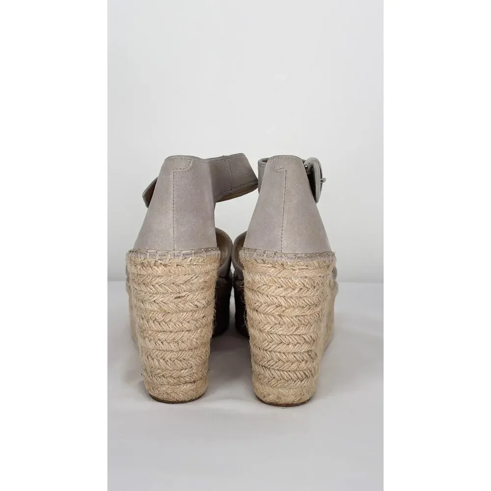 Marc Fisher Suede Alida Espadrille Platform Wedge Womens Size 9 Leather Shoe